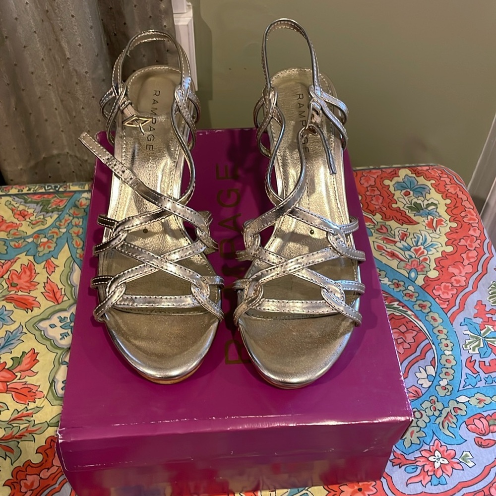 Rampage Frina Gold Strappy Slingback Heels